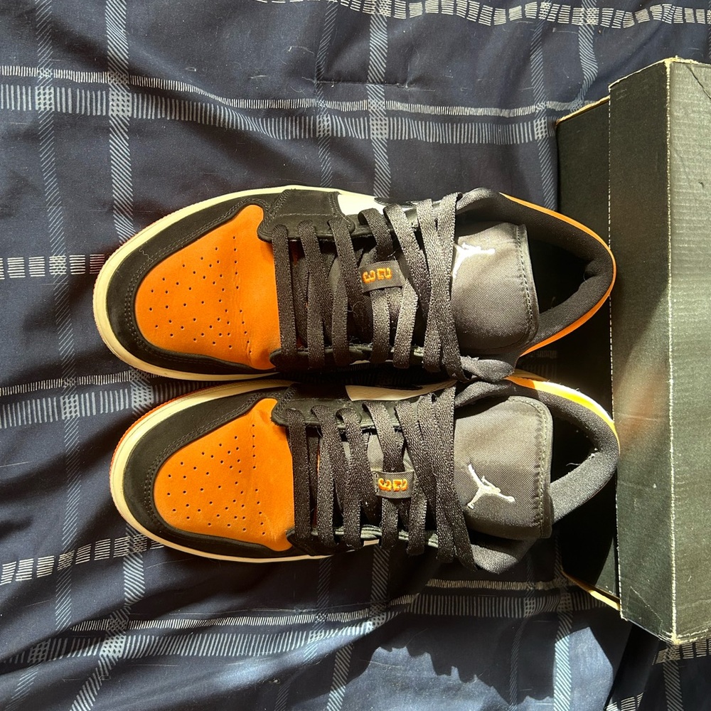 Men's Black and Orange Sneakers
